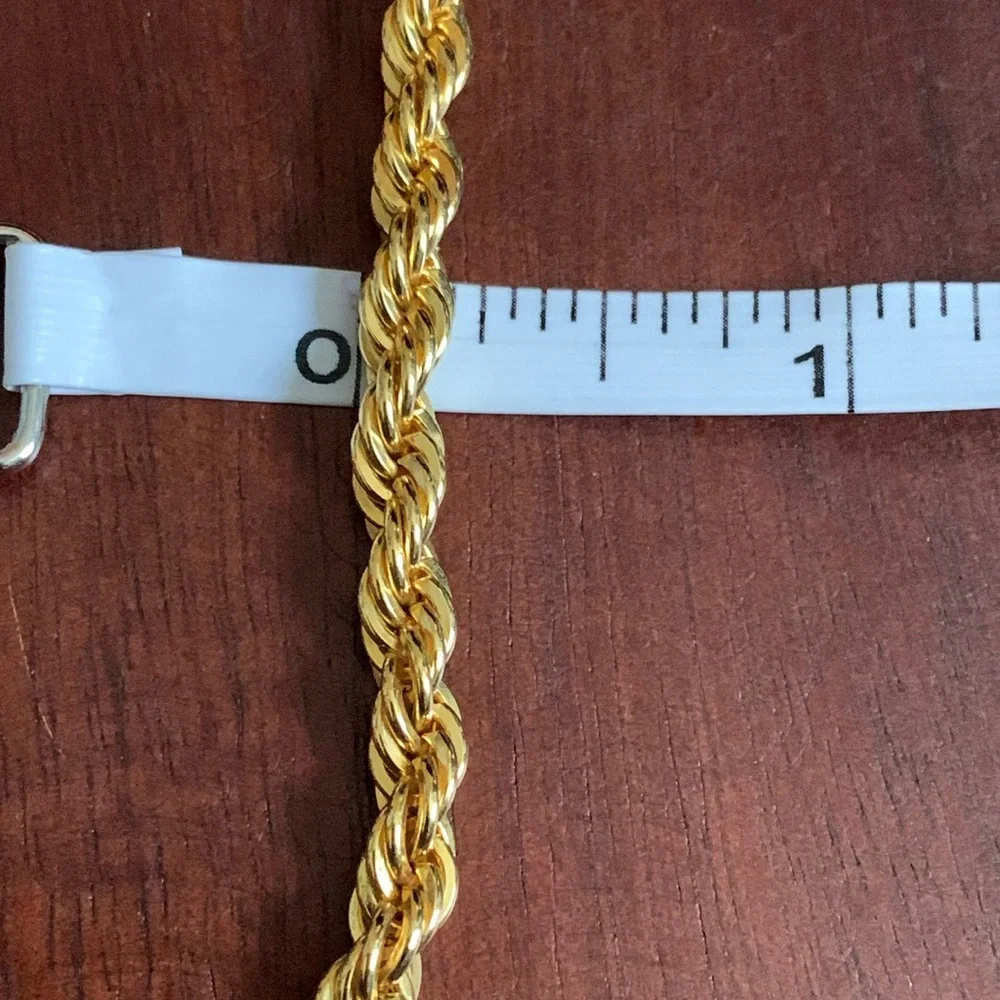 24K gold plated rope chain necklace